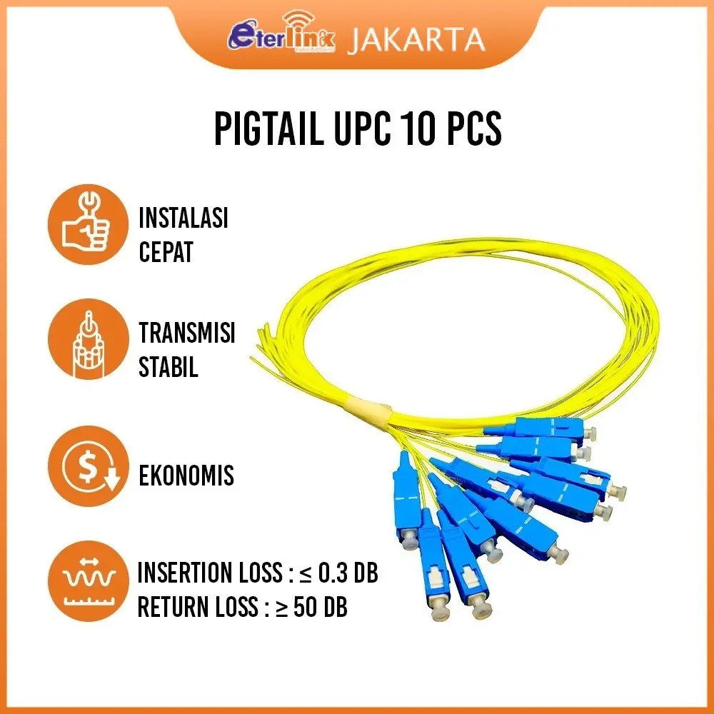 Pigtail Fiber Optik SC UPC 0.9mm Fiber Optic Pigtail SC 0.9mm Panjang 1m Pigtail Kuning / Putih