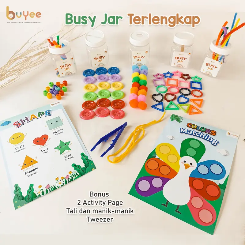 BUYEE GIFT - BUSY JAR | Mainan Montessori | Mainan Edukasi Aktivitas Sensory Anak - Paket Busy Jar Belajar Permainan bayi 0
