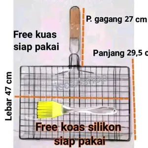 PANGGANGAN IKAN JUMBO (berbahan kawat putih) *TAHAN KARAT /PANGGANGAN Kayu bonus kuas - Jumbo