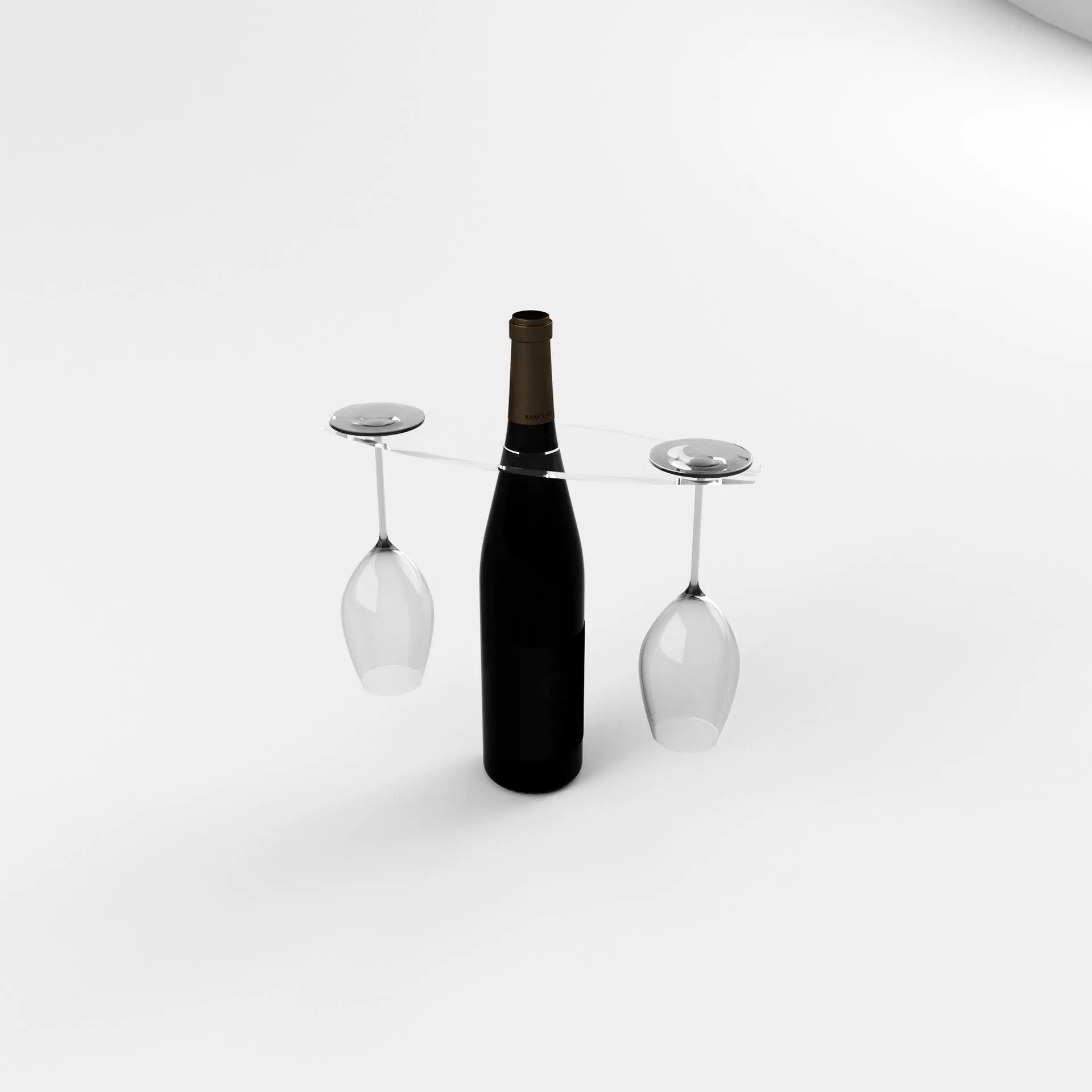 Acrylic Wine Glass Holder, 1 Count Acrylic Rack Suitable for 1 Wine Bottle and 2 Glasses, Wine Glass Display Stand, Home Organizer for Living Room Kitchen, Utensils