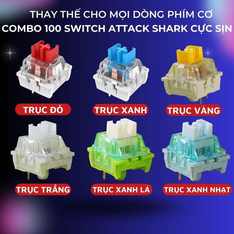 Combo 100 Switch Cơ Học ATTACK SHARK Cho Bàn Phím Cơ Trục Thay Thế Blue Red White Yellow