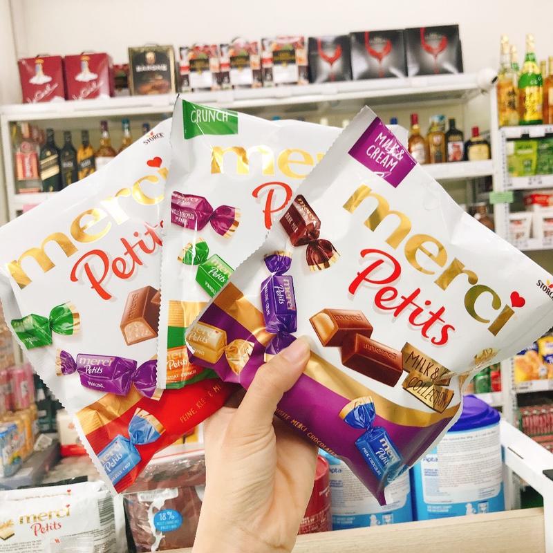 KẸO SOCOLA MERCI PETITS ĐỨC 125G ĐỦ VỊ - THƠM NGON Snack Food Sô Cô La Chocolate Ăn Vặt Thức Ăn