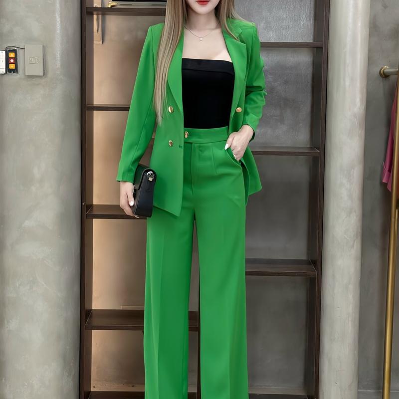 Bộ Vest Nữ 2 Món Áo Blazer Tay Dài 2 Lớp Quần Xuông Nhiều Màu PP291 1