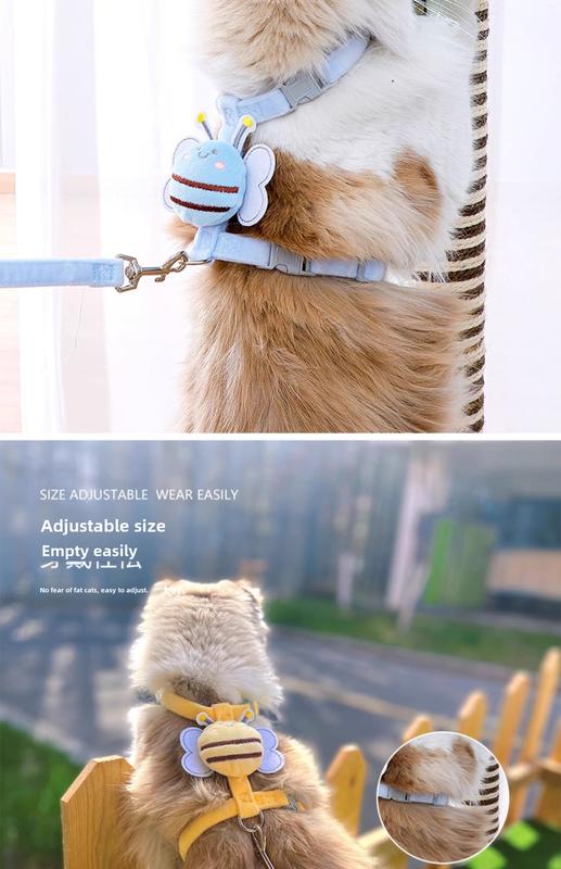 Product Introduction of Cat Chest and Back Bee Adjustable Hand Holding Rope Breathable Small Dog Dog Dog Leash Walking Cat Dog Leash Cartoon 7