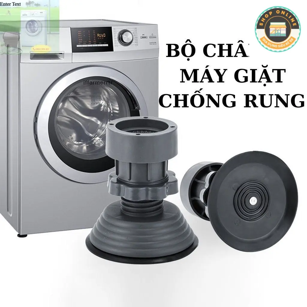 98 Bộ 4 chân chống rung cho máy giặt, tủ lạnh - tăng giảm chiều, đế cao su chống rung, chống trượt tối ưu
