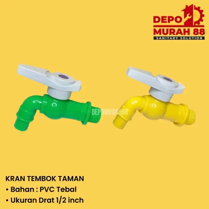 Kran Tembok PVC Tebal 1/2 inch Keran Air Taman Warna
