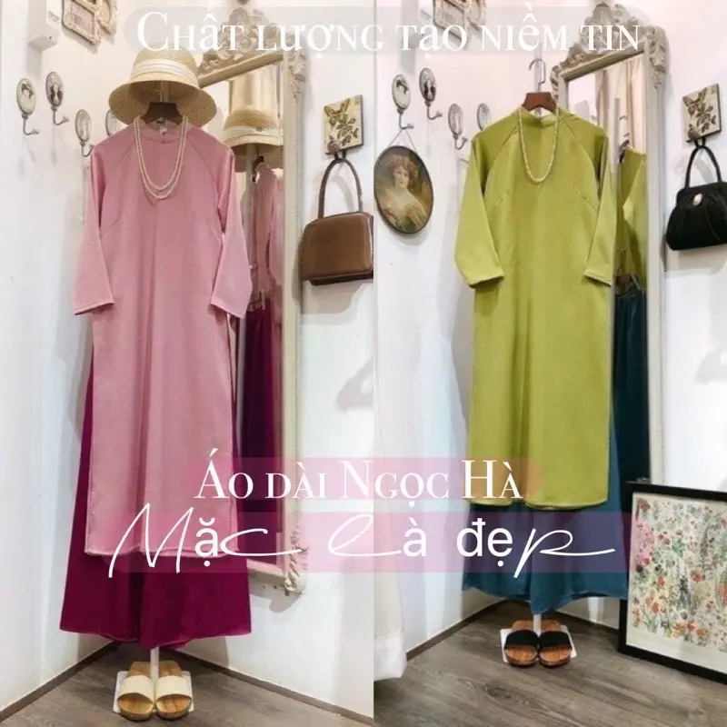 ÁO DÀI DÁNG XƯA , DÁNG SUÔNG TAY LỠ CỔ CAO 2cm CHẤT LỤA TÂY THI CAO CẤP