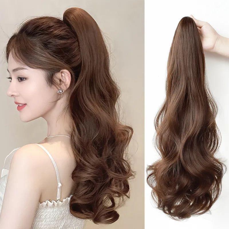 Tóc Giả Nữ, Tóc Thực Tế, Tóc Xoăn Gợn Sóng Lớn, Kẹp Càng Cua, Tóc Đuôi Ngựa Cao, phồng Bồng , Tăng độ phồng, Tóc Giả, Tóc thắt  Tóc Dài, Phụ Kiện Tóc