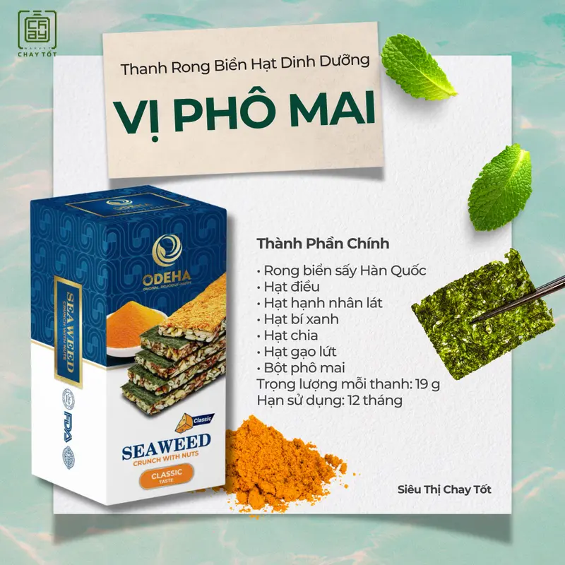 Hộp 6 Thanh Bánh Kẹp Rong Biển Hạt Dinh Dưỡng Odeha Hương Vị Thơm Ngon Đặc Trưng 1