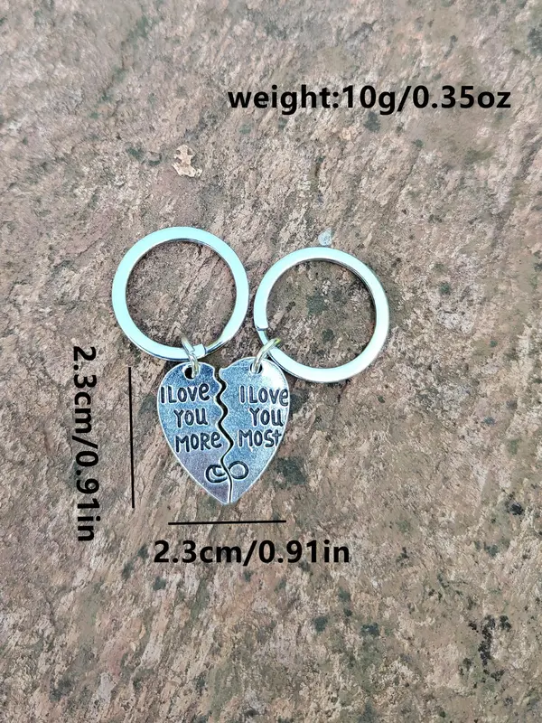 Cute Heart Design Couple Matching Keychain, Couple Key Ring with Love Letter Engraved, Fashion Accessories for Both Men & Women, Gift for Girlfriend, Boyfriend, Valentine's Day, Gift 1