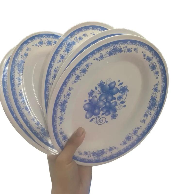 Combo 10 chiếc đĩa nhựa phíp bầu dục hoa xanh siêu đẹp