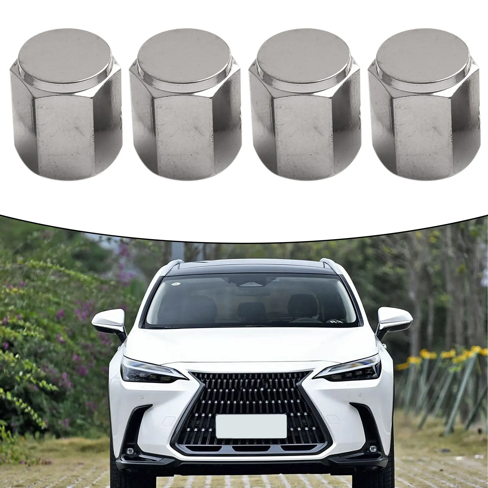 Bộ Nắp Van Áp Suất Lốp, 4 Cái, Màu Bạc, Thay Thế OEM, Phù Hợp Thông Dụng, Vỏ Van Ô Tô, Dễ Lắp Đặt, Tương Thích Với Lexus CT200h, ES350, LX570, RX350, IS350