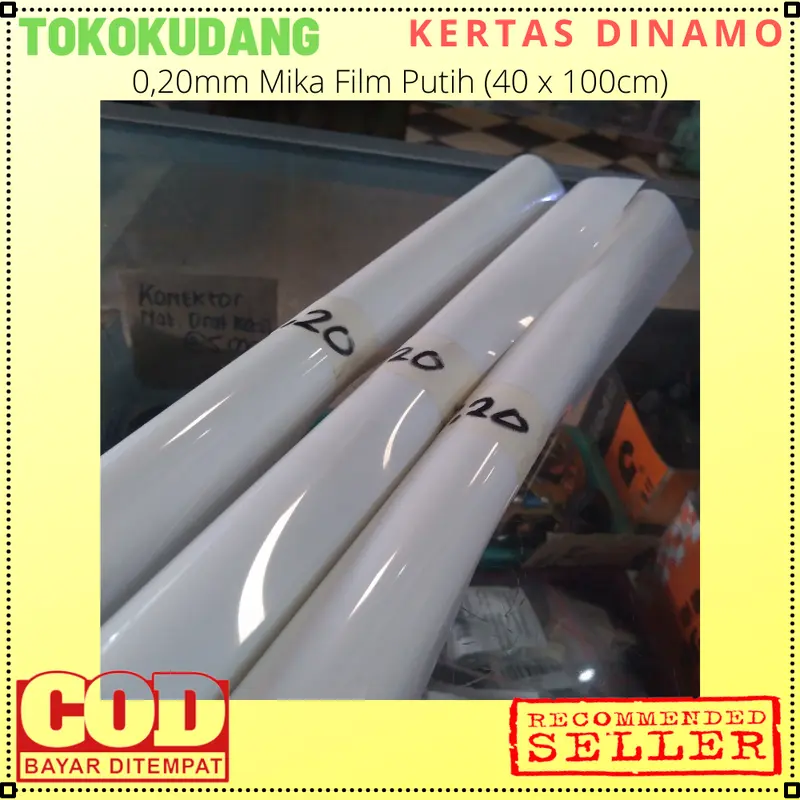 0,20 mm Mika Film Putih Ukuran 40x100 cm Tebal 0.20 mm Kertas Pelapis Gulung Motor Listrik , Hiasan Lampu , Rebana Gendang 0
