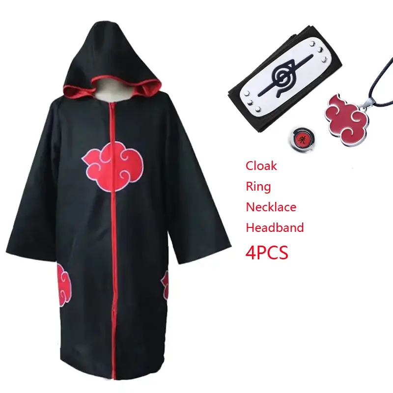 Trang Phục Akatsuki, Trang Phục Hóa Trang Anime, Áo Choàng, Cổ Chân Đế Áo Gió Có Mũ Trùm Đầu, Áo Gió, Băng Đô Vòng 3