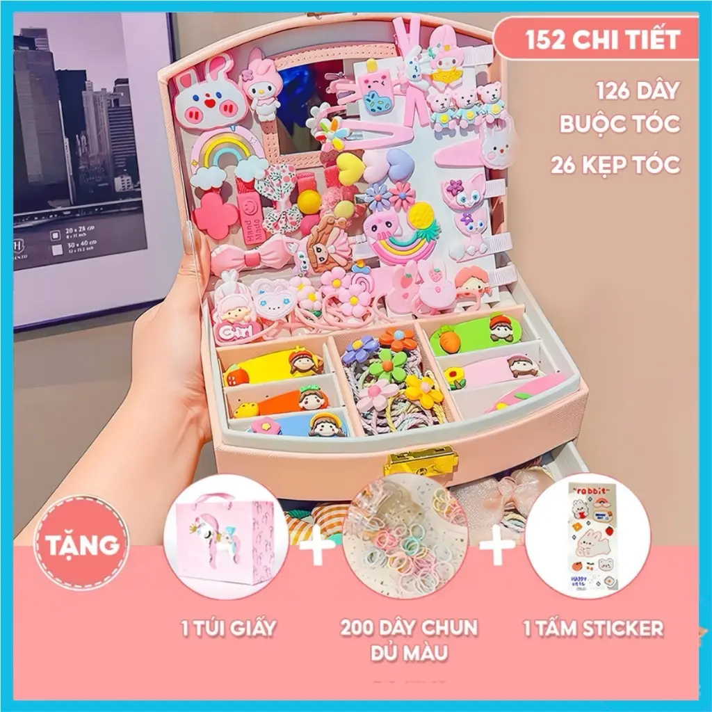 hộp phụ kiện kẹp tóc PinkiBox  dễ thương xinh xắn làm quà tặng sinh nhật cho bé gái