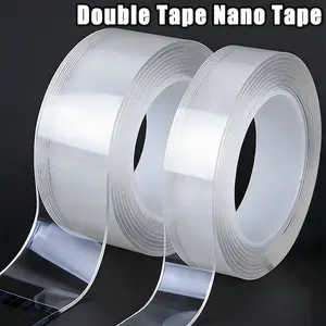 Lakban Double Tape Bolak Balik 1M/3M/5M Transparan Nano Super Lengket Awet Tidak Lekas