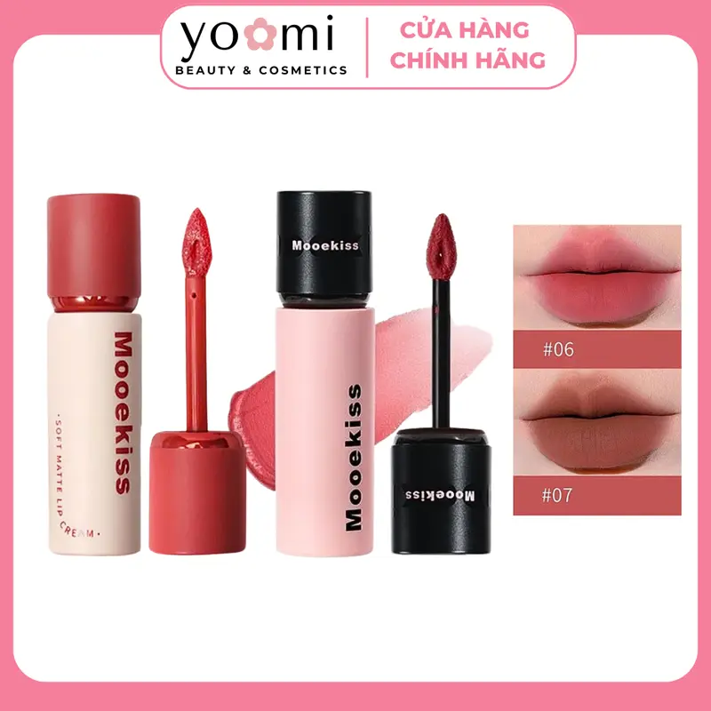 [MOOEKISS]] Son Môi MOOEKISS Loại Son Sáng Da Nâng Bóng Mỏng Nhẹ Dưỡng Ẩm Tint Lì Không Khô Làm Môi 3gr Màu #06 & #07 Chính Hãng yoomi cosmetics 0