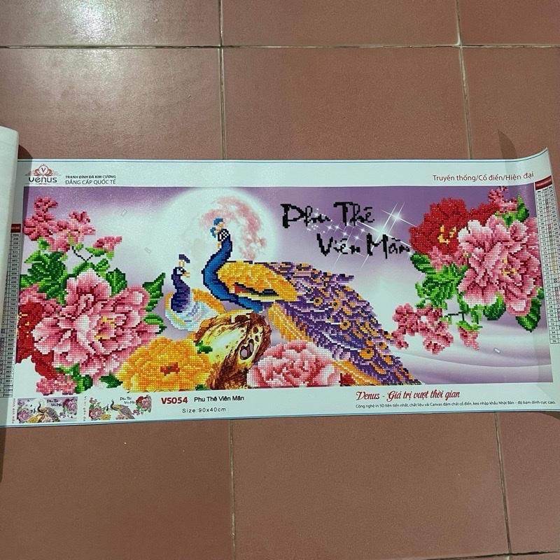 Tranh Đính Đá Phu Thê Viên Mãn Vs054(90x40cm) Chưa Đính 2