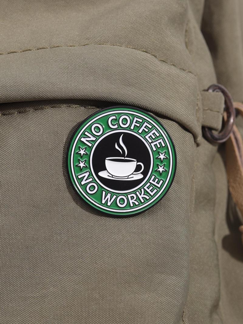 Product Introduction of Creative Coffee Lover's Round Brooch, Letter Design Enamel Pin for Clothes Backpack Hat Decoration, Fashion Accessories for Women & Men 6