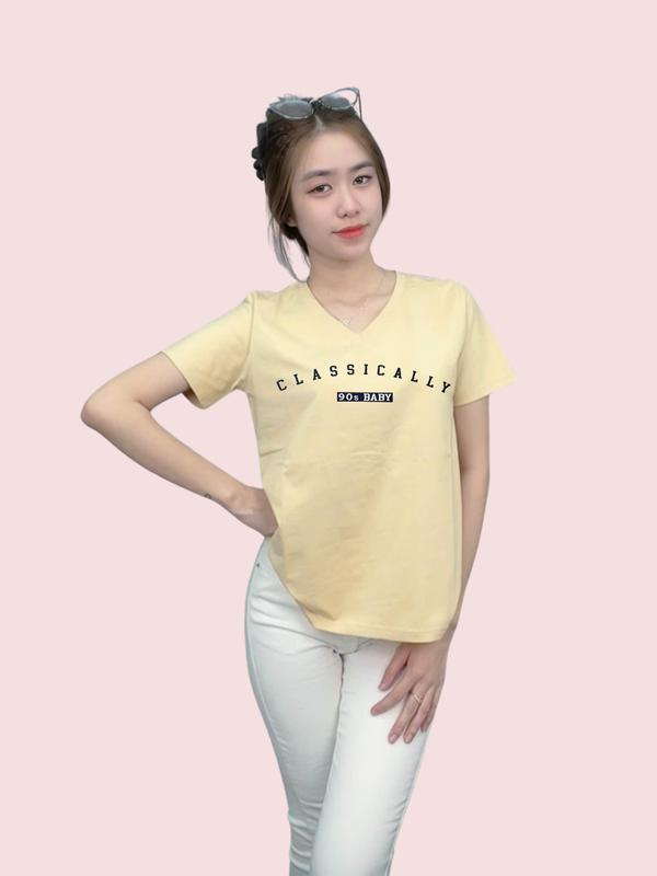 A045 - Áo Thun Thái Nữ Cổ Tim Co Giãn Tôn Dáng, Mịn Mát, Thấm Hút Mồ Hôi, Phối Hình Nổi Top Women 5