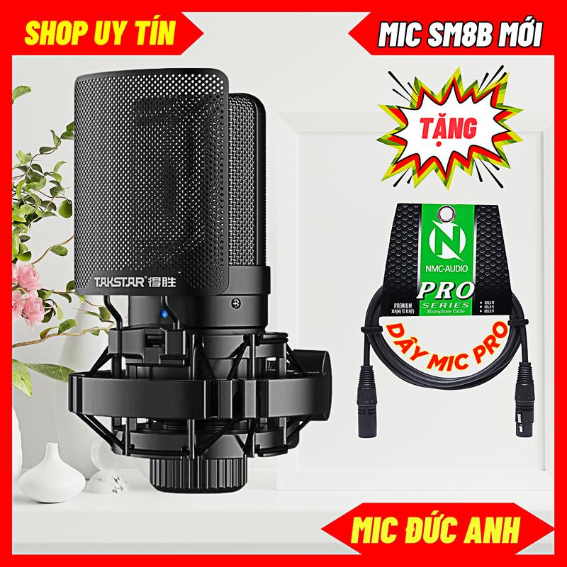  Mic Thu Âm SM8B Đời Mới 2025 Màu Đen Nâng Cấp Chip Âm Thanh Tặng Kem Dây Micro 48V Phụ Kiện Âm Thanh Đức Anh 
