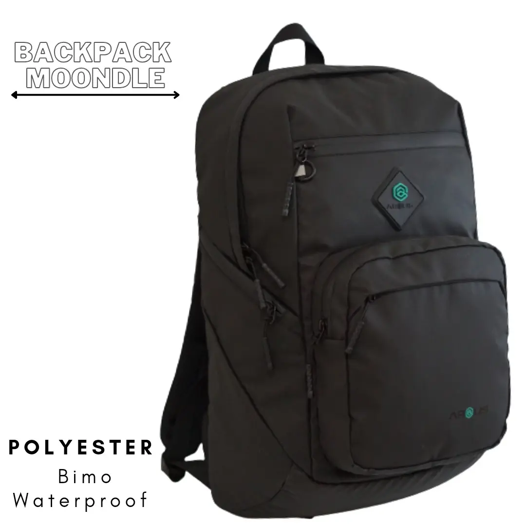 Arous Tas Ransel MOONDLE waterproof | Back pack pria Hitam Backpack Sekolah