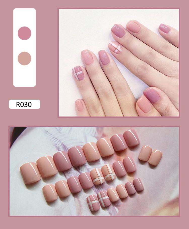 Product Introduction of Fake Nails Finished Stickers Cute Nail Stickers Wearable Nail Stickers Removable Fake Nail Pieces 24 Pieces 25