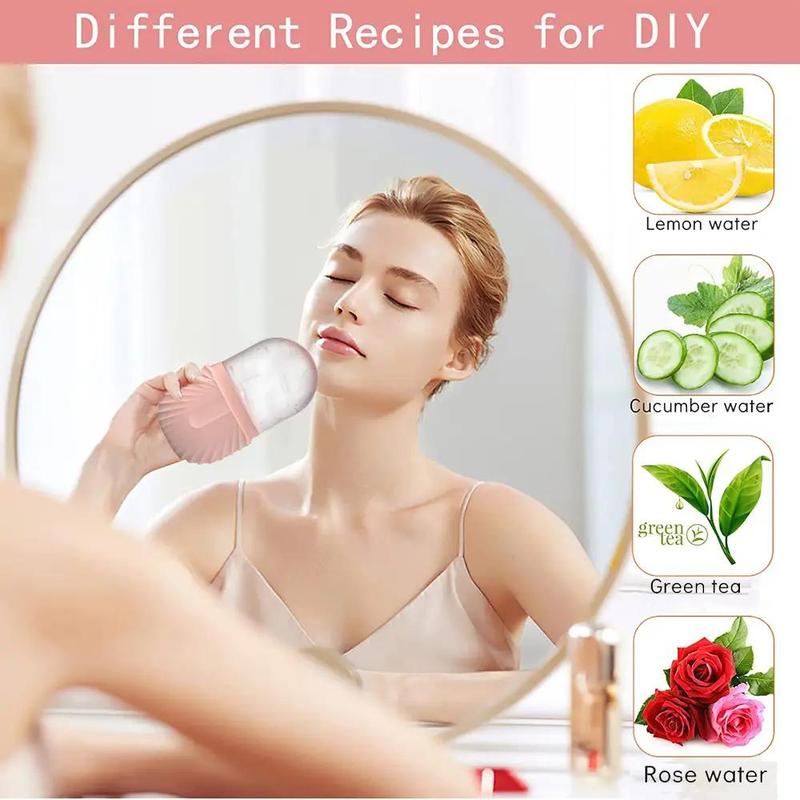 Spring Silicone Ice Face Roller & Stainless Steel Gua Sha Tool Set with Storage Bag, Skin Care Tool Beauty Set, Face Lifting Massage Tool, Ice Facial Cube, Comfort Korean Skincare Tools for Women Gifts, Christmas Gift 4