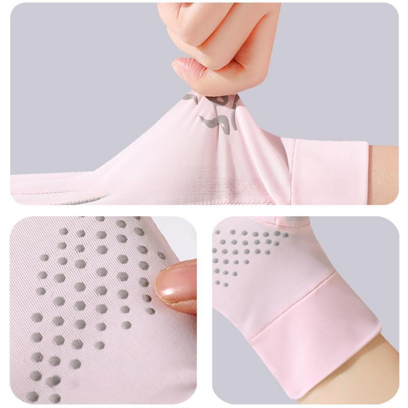 Women's Letter Print Sun Protection Gloves, Breathable Non-slip Gloves for Cycling, Sports Gloves for Women & Girls 8
