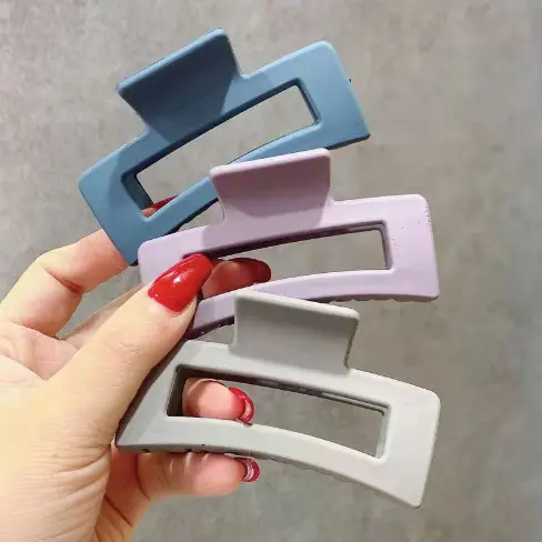 BISA COD F5808 Jedai Persegi Panjang Doff Korean Style Import / Jedai Wanita / Jepit Rambut Polos Plastik Clips 2