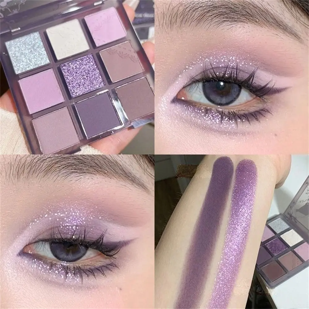 [Fast Ship] DIKALU 9 Color Eyeshadow Palette Dream Girl  Smoke Purple Lace Pearlescent Matte Highlight Gray Purple Hot Girl Eye Makeup