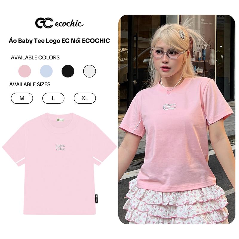 Áo Baby Tee Logo EC Nổi ECOCHIC EC 1-LINE BABY-TEE F769 Local Brand Chính Hãng Unisex Form Ôm Fit Body Premium Cotton