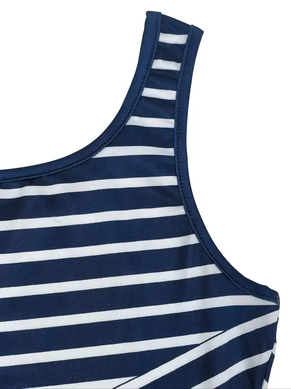 Women's Striped Print Tank Dress, Casual Sleeveless Short Dress for Summer, Ladies Clothes for Daily Wear 8