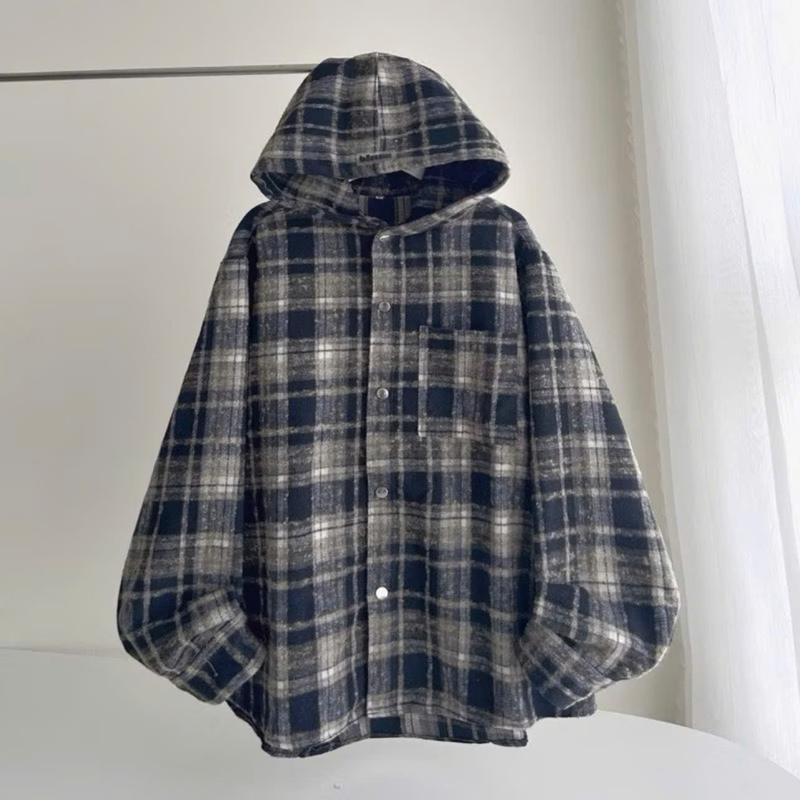 Áo Chống Nắng (Áo Sơ Mi) Unisex Nam Nữ Sọc Caro Có Mũ Form Rộng Chất Dày Dặn - Women 6