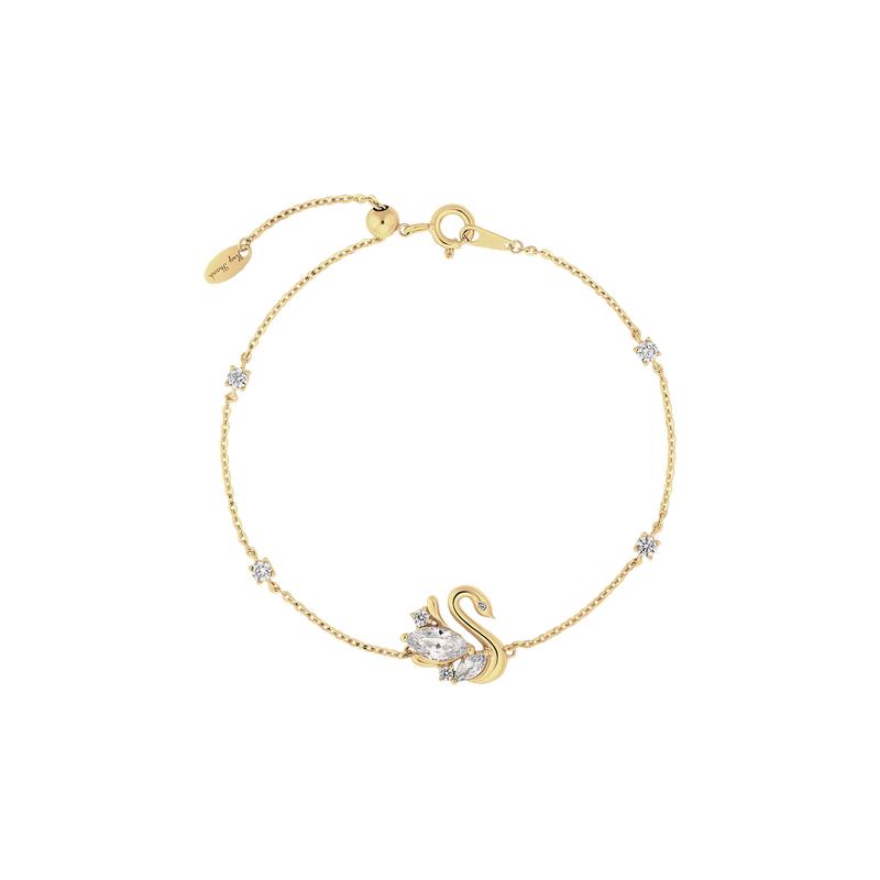 HuyThanhJewelry PTB353 Bộ Trang Sức Vàng 14k Họa Tiết Thiên Nga Gắn ĐÁ Cz 4