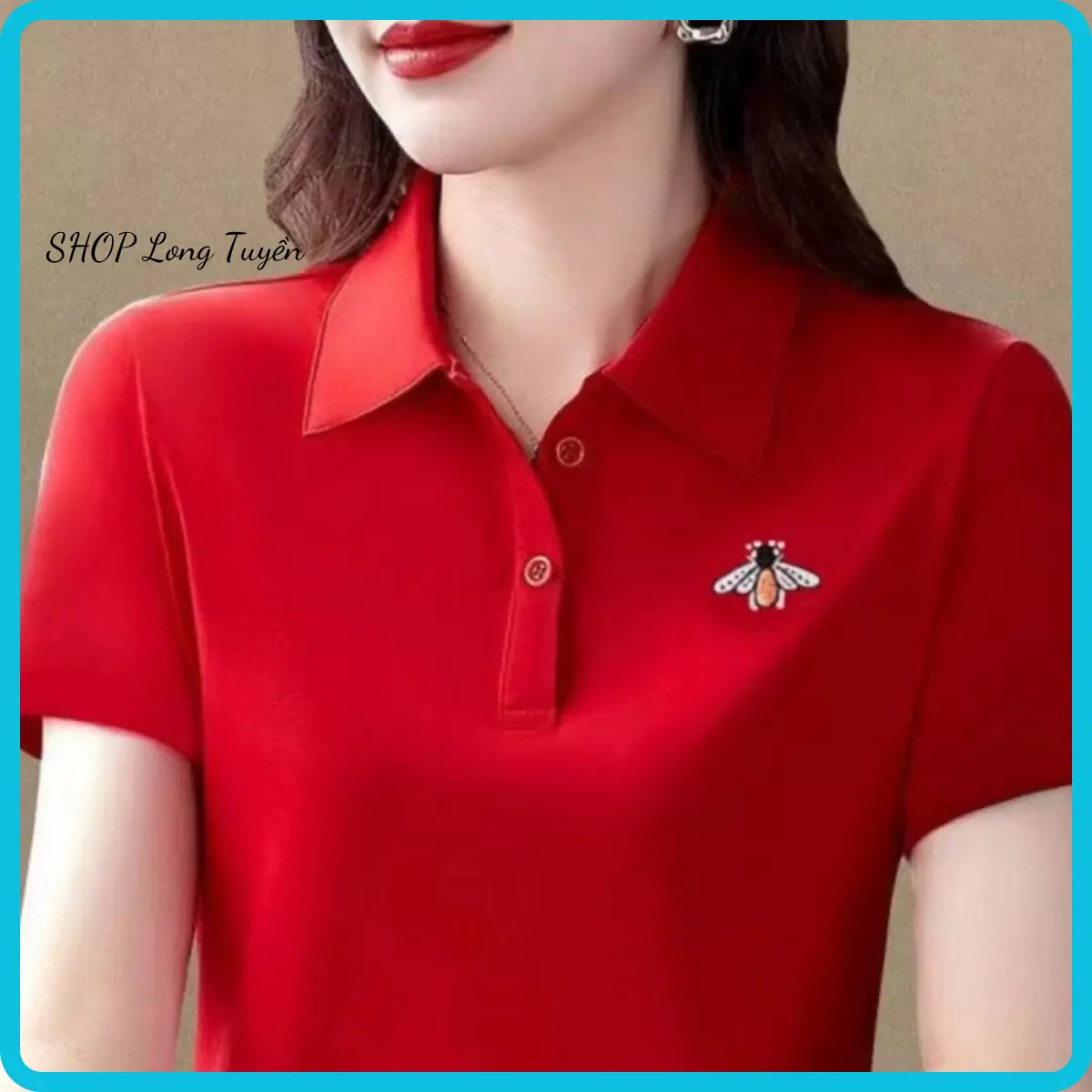 Áo Polo NỮ Cotton Tay ngắn có cổ TRỤ thời trang mùa hè hàng mới trẻ trung hình CON ONG Top Women [ATN]