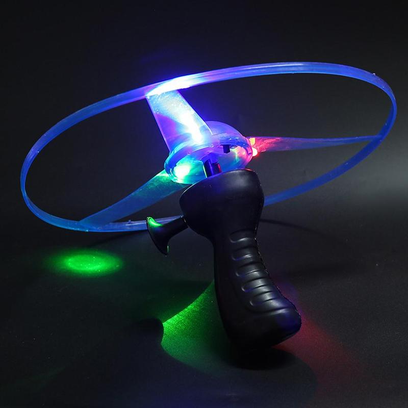 Product Introduction of LED Lighting Frisbee Propeller Helicopter Toy Pull String Flying Saucer UFO Children's Outdoor Luminous Toy 26