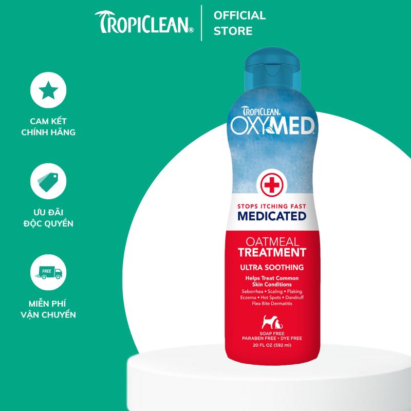 Sữa Tắm Đặc Trị Nấm Viêm Ngứa Da Chó Mèo TROPICLEAN OXYMED Anti-itch, Treatment 592ml 1