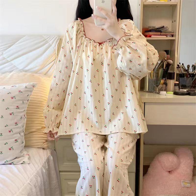 Product Introduction of Quần Dài Áo Ngủ, Phong Cách Hàn Quốc, Quần Dài Ngắn Tay, Phong Cách Công Chúa Ngọt Ngào Dễ Thương, Dành Cho Nữ, Mặc Mùa Hè, Dài Tay, Dáng Rộng Vừa Vặn, Đồ Mặc Nhà, Bộ Đồ Hai Mảnh, Dễ Thương Và Gợi Cảm Women Top 14