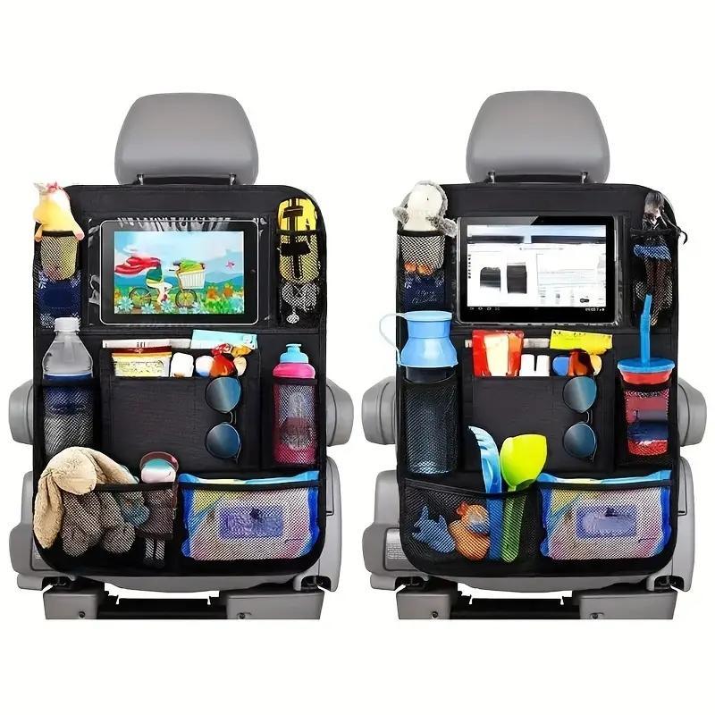 Car Seat Back Storage Bag, Car Seat Back Organizer with Tablet Holder, Car Backseat Organizer for Toys, Drinks, Books Storage 4