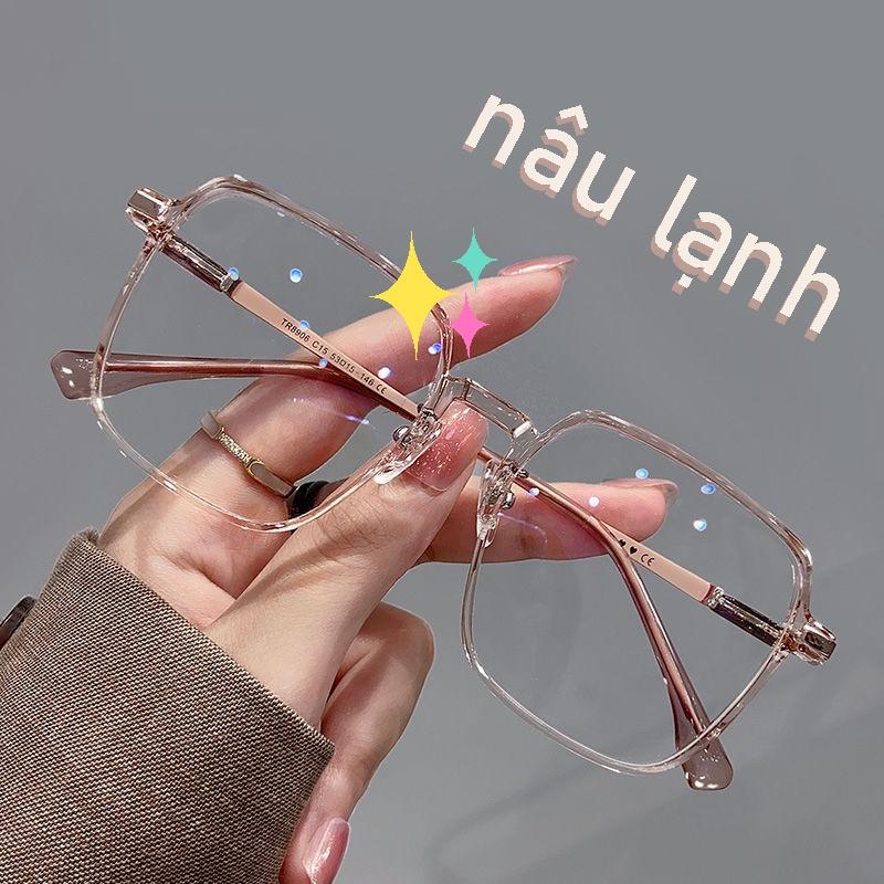 Kính nâu chống xanh thời trang hàn quốc gọng kính trong suốt thời trang phụ kiện đơn giản unisex 6 màu tùy chọn