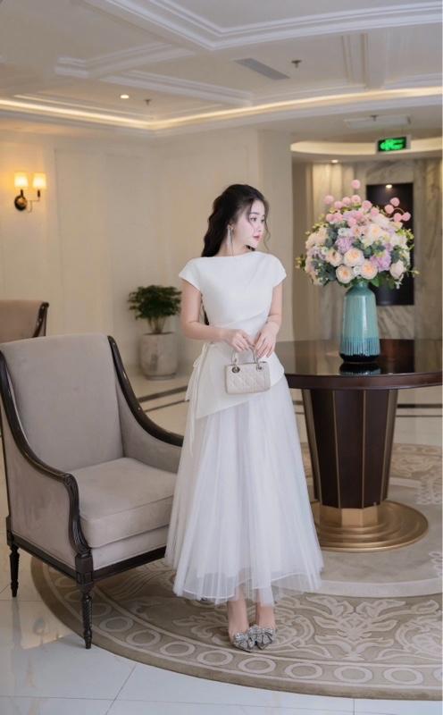 Product Introduction of set 2 chi tiết Áo khoét eo kèm chân váy lưới bồng cao cấp 9