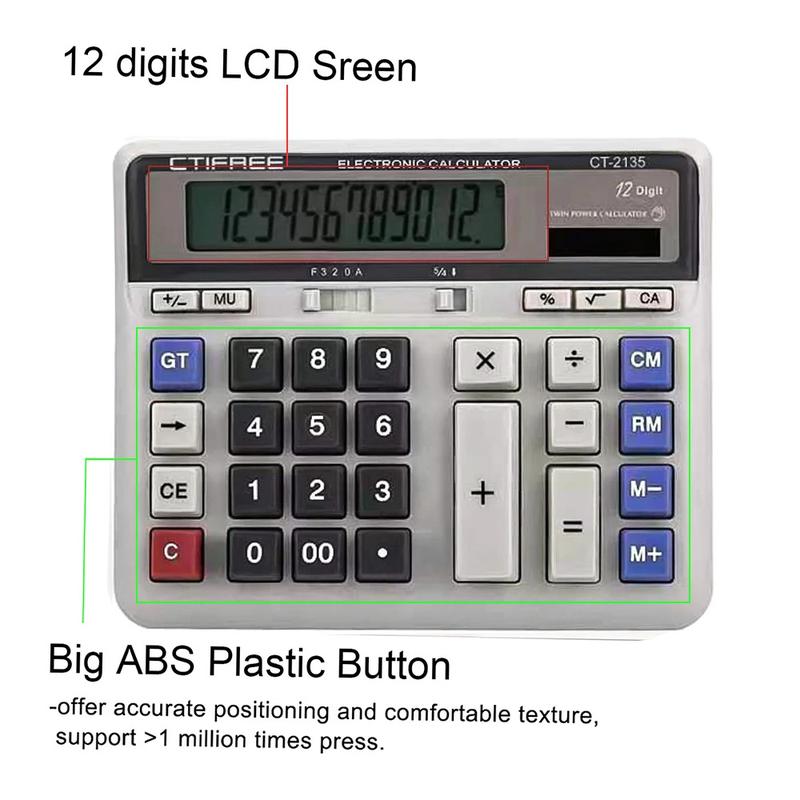 Product Introduction of Electronic Calculator Counter Solar & Battery Power 12 Digit Display Big Button for Business Office School Calculating 27
