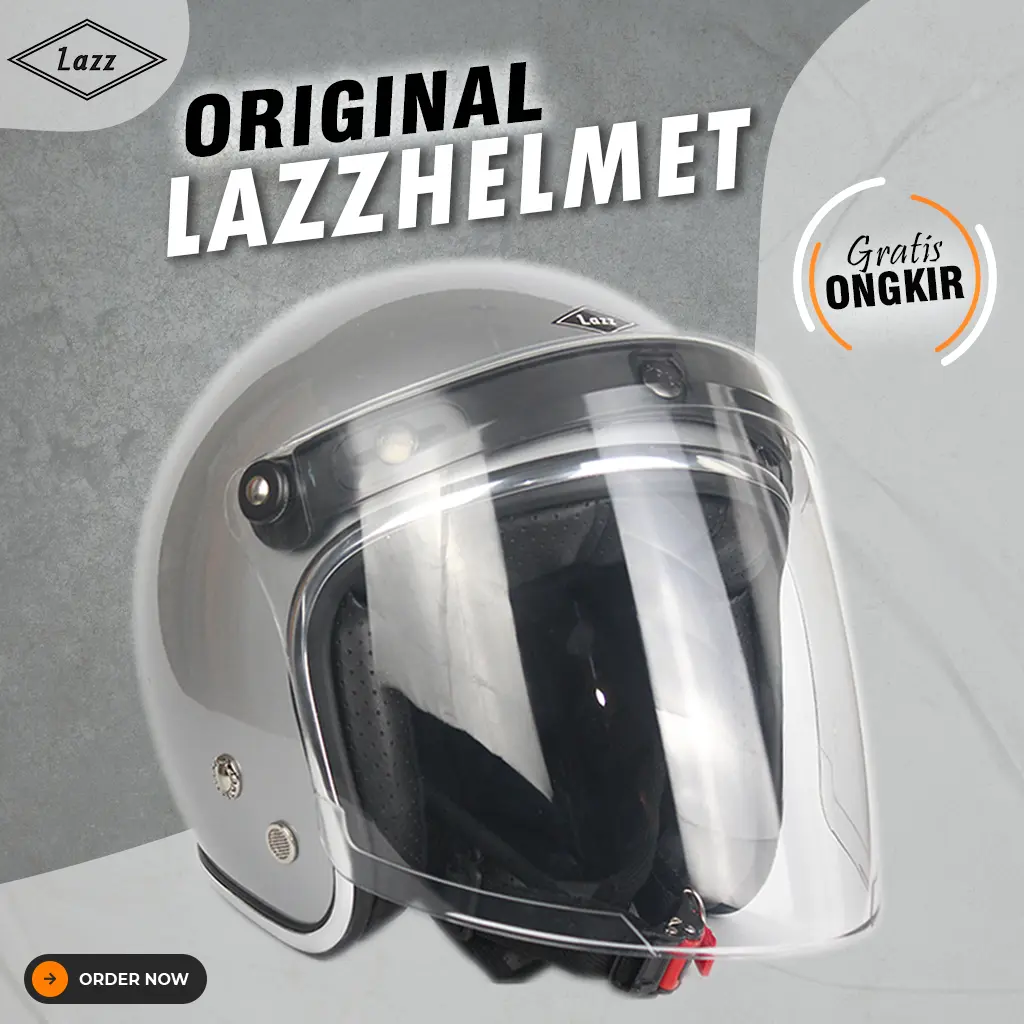 helm lazz retro classic pria wanita fullset kaca original