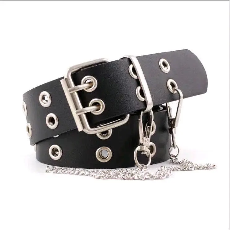 Belt eyelets strady free rantai tali pinggang wanita fashion kulit  round buckle Aksesoris Laki-laki Perempuan 3