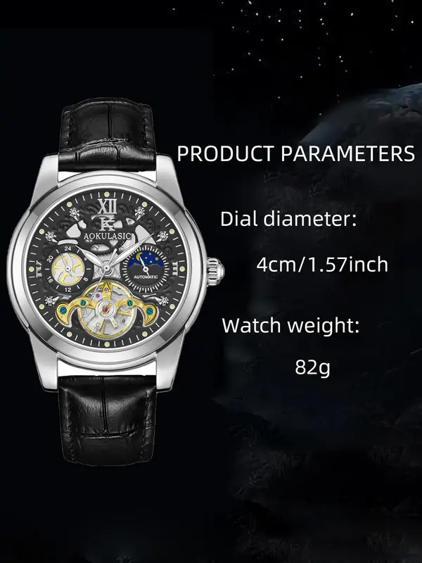 Men's Business Fashion Mechanical Watch, Fashion Watch with Luminous Dial & Analog Display, Trendy Watch for Daily Life 1