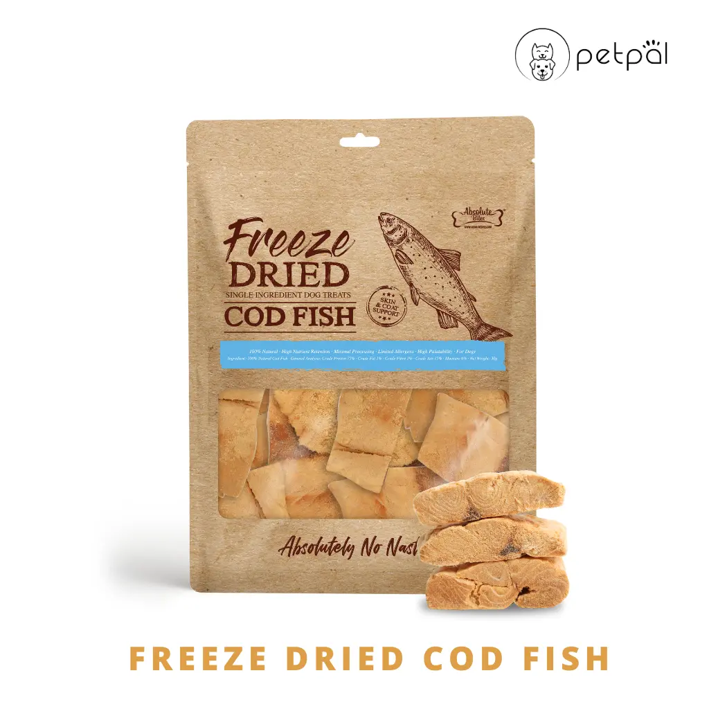 Absolute Bites Freeze Dried Cod Fish Treats for Dog & Cats 30g