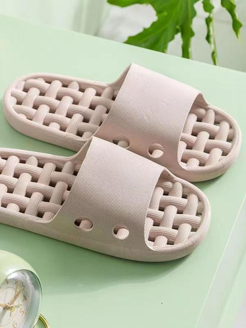 Product Introduction of Unisex Summer 2024 Casual Simple Style Plain Color Slippers with Hollow out Design, Trendy Non-slip Bathroom Slippers for Shower & Daily Use 17