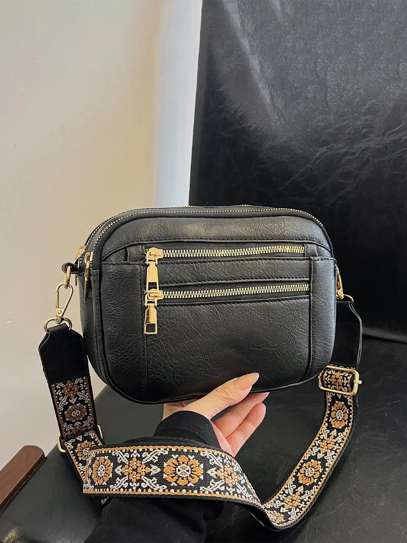 Women's Fashionable Boho Style Crossbody Bag, Casual Versatile Zipper Shoulder Bag for Daily Used, Trendy All-match Commuter Bag