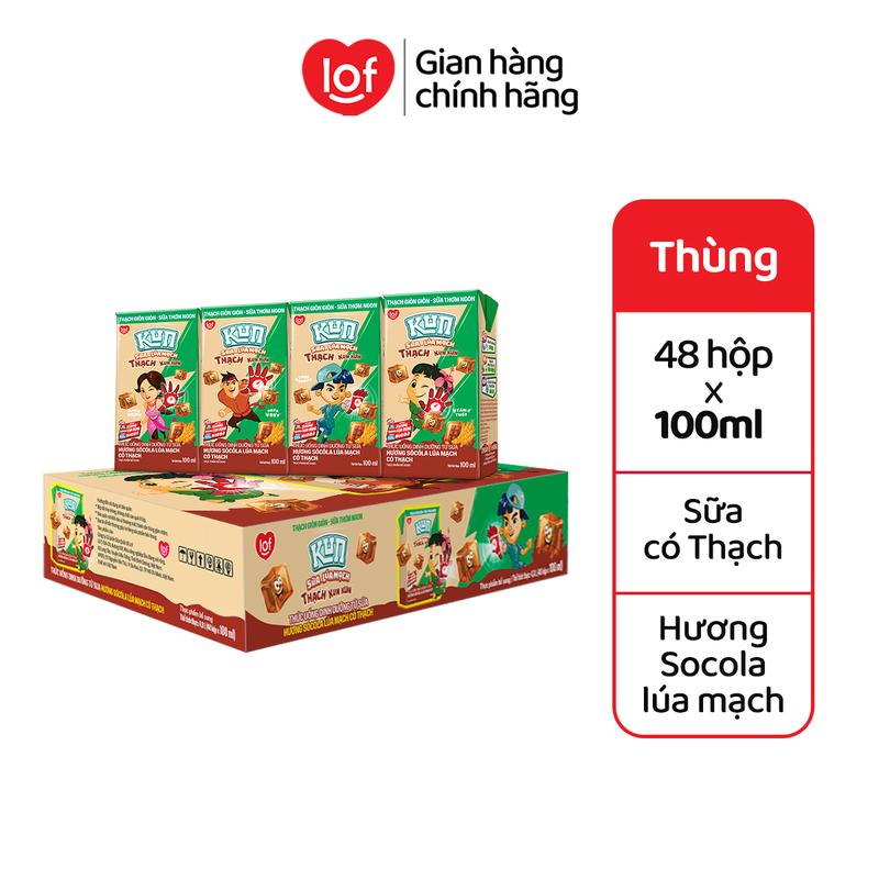 Kun socola sữa lúa mạch có Thạch thùng 48 hộp x 100ml-ED